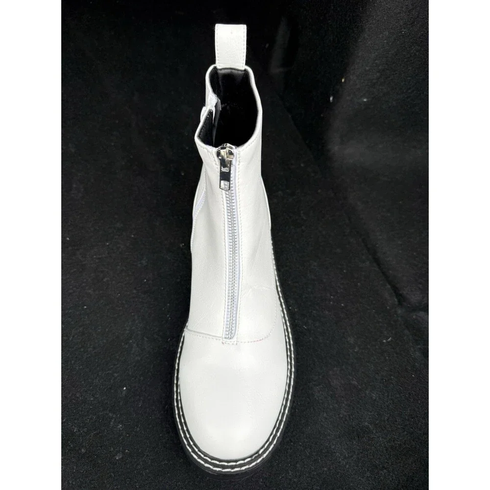 H&M Chucky Off White Women Boots With Front Zipper Size 7 New